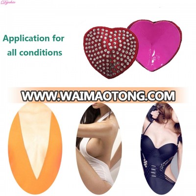 Custom New Crystal Inserts Women Heart Shape  Nipple Pasties