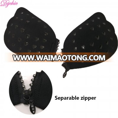 Sponge Lady Sexy Heart Breathable Hole Breast Full Up Invisible Strapless Bra